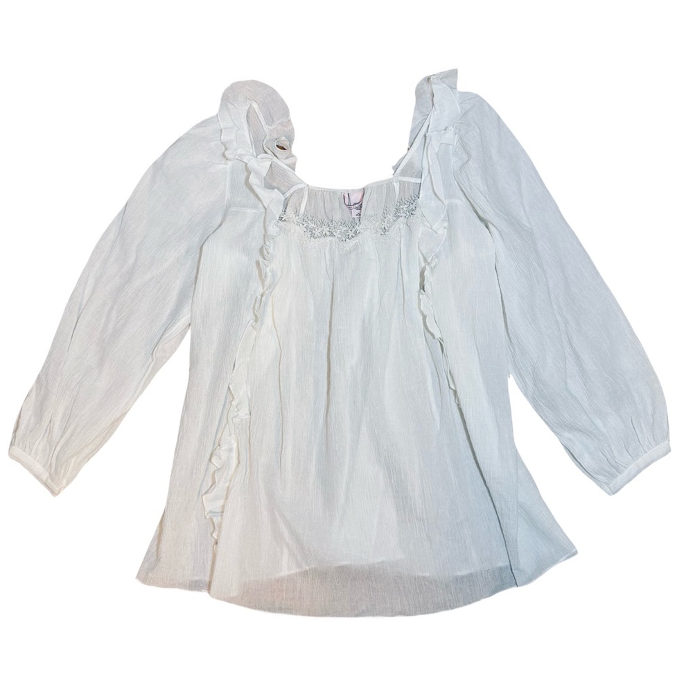Women’s Victoria’s Secret Blouse Shirt Long Sleeved ruffled, size Medium White